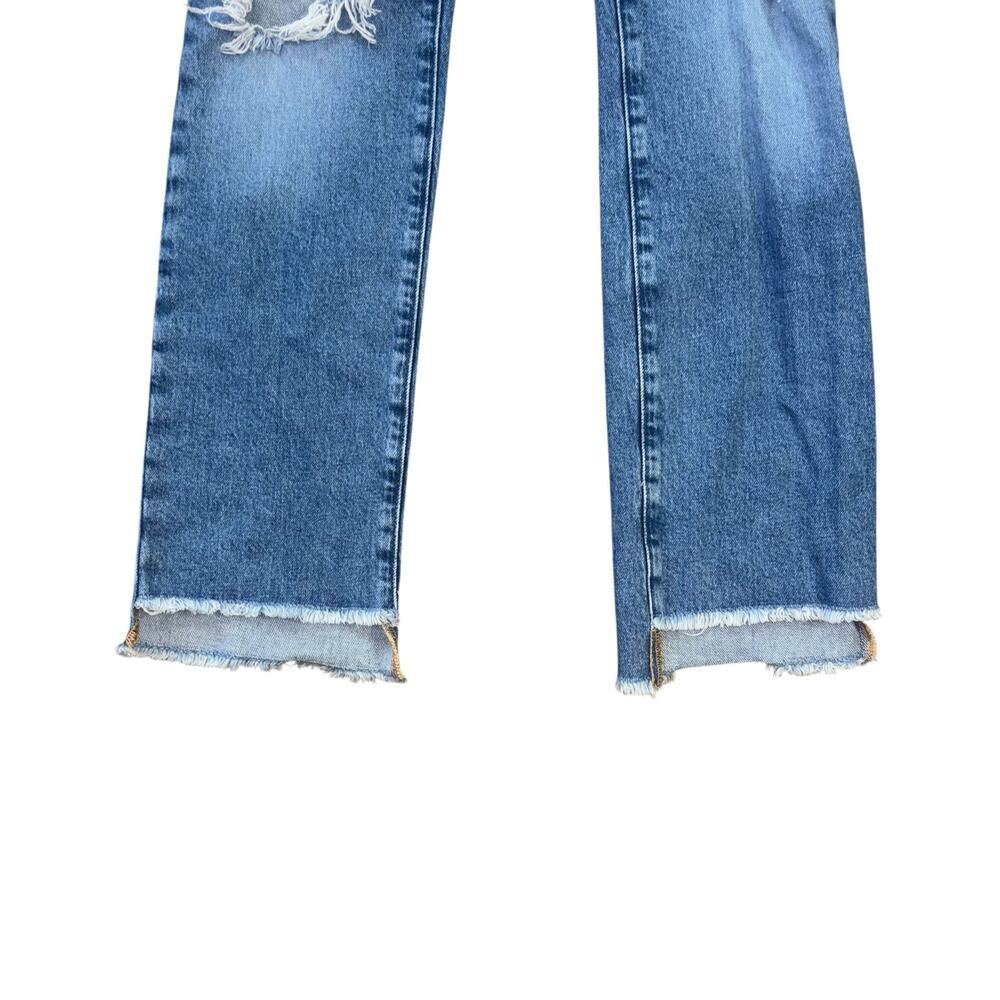 Good American Good Leg Jeans Straight Leg Distressed Denim Women’s 24 Classic - Picture 6 of 13